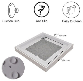 Bubbles Non-Slip Square Shower Mat 20"³L X 20"³W, Pearly Grey