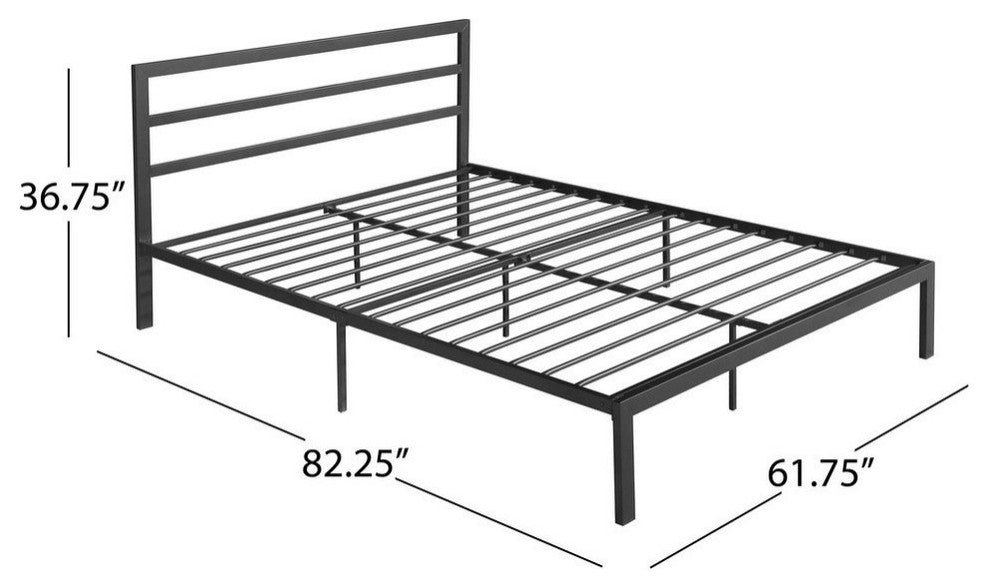 GDF Studio Jones Queen-Size Bed Frame, Charcoal Gray