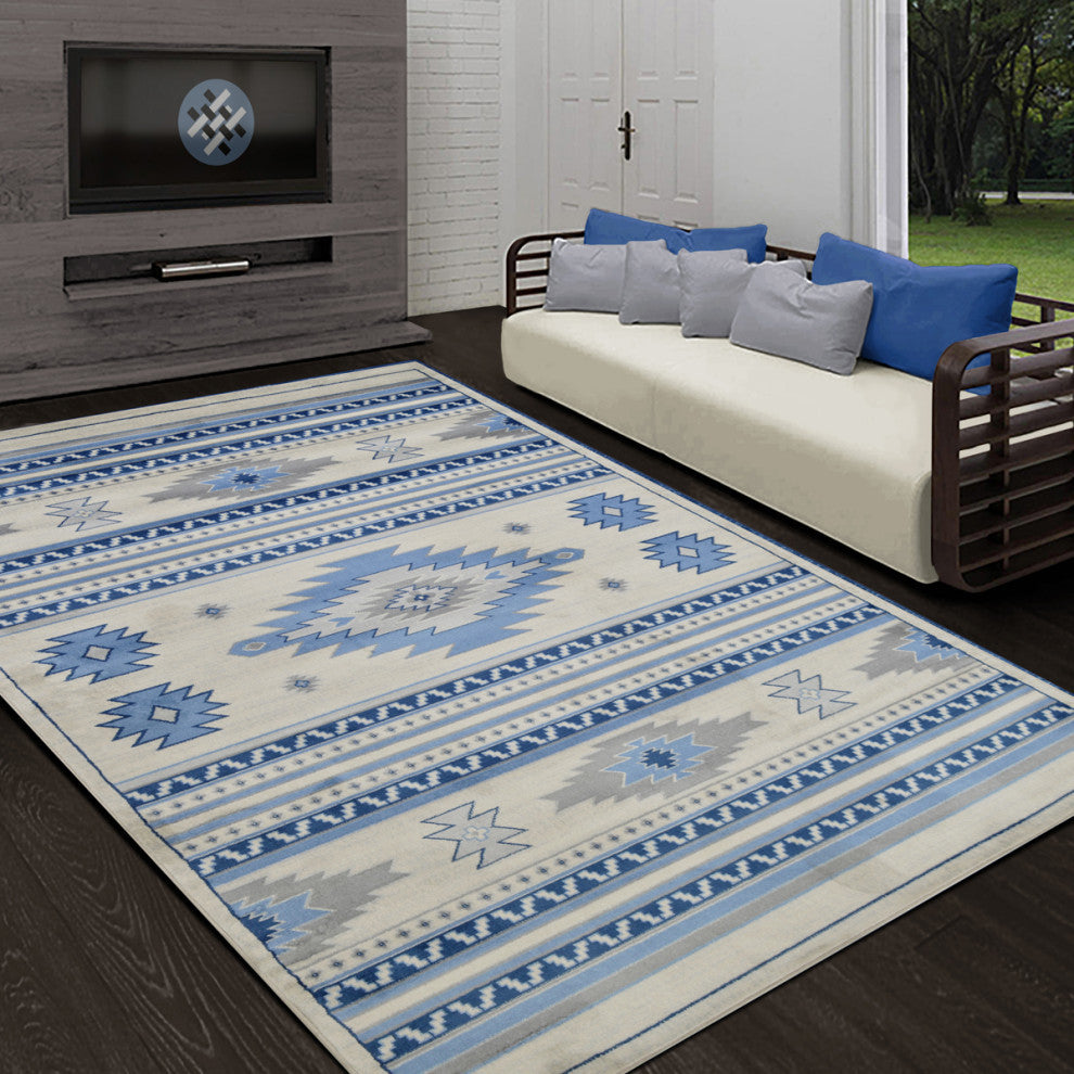 Southwestern Accent Rug, Space Blue, 6'11"x4'11"