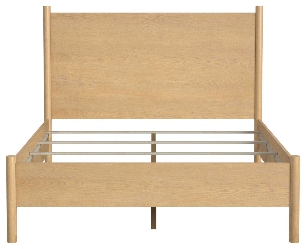 Lennon Rounded Leg Bed, Light Brown, Queen