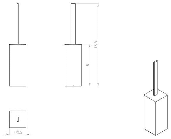 Square Polished Chrome Toilet Brush Holder