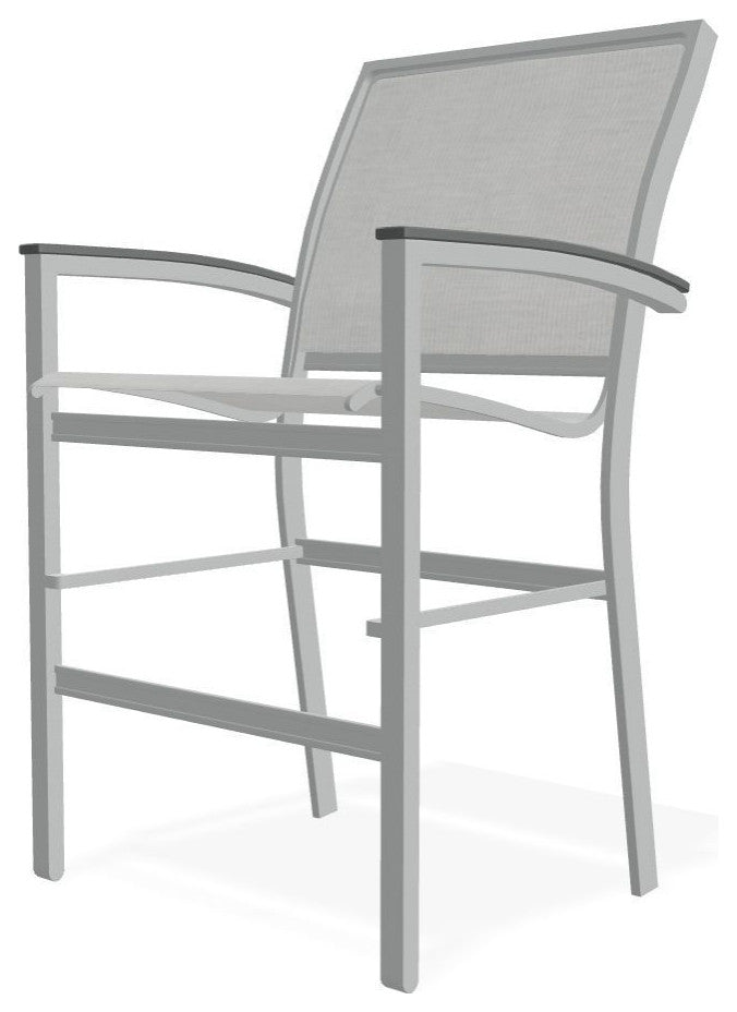 Bazza Sling Balcony Height Stackable Outdoor Stool, Alloy/Graphite