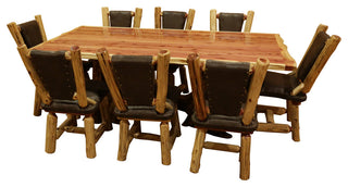 Red Cedar Log Stump Dining Set, 42" X 72"