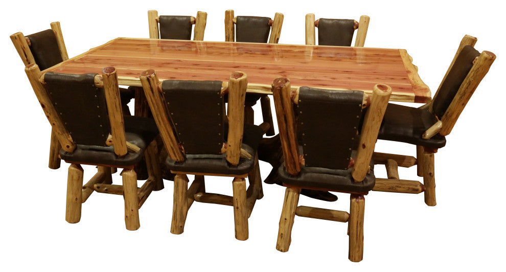 Red Cedar Log Stump Dining Set, 42" X 72"