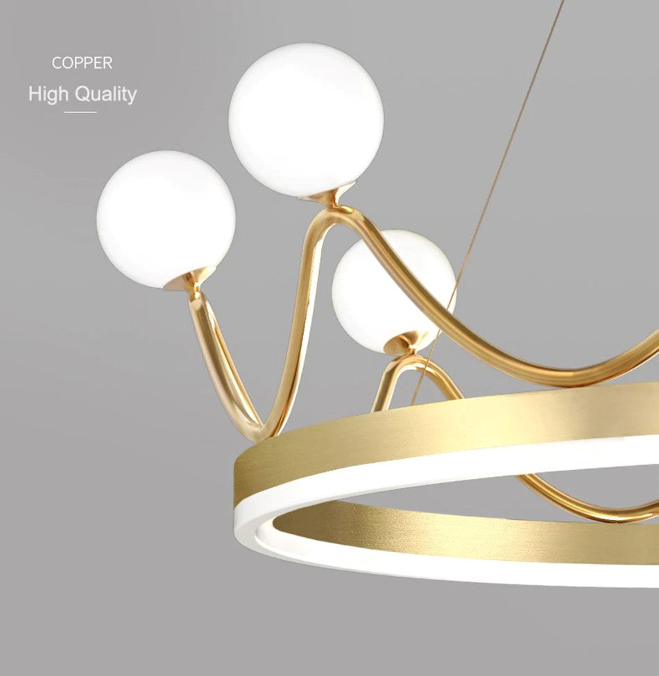 Zandobbio | Cute Crown Round Glass Chandelier for Bedroom, 8bulbs