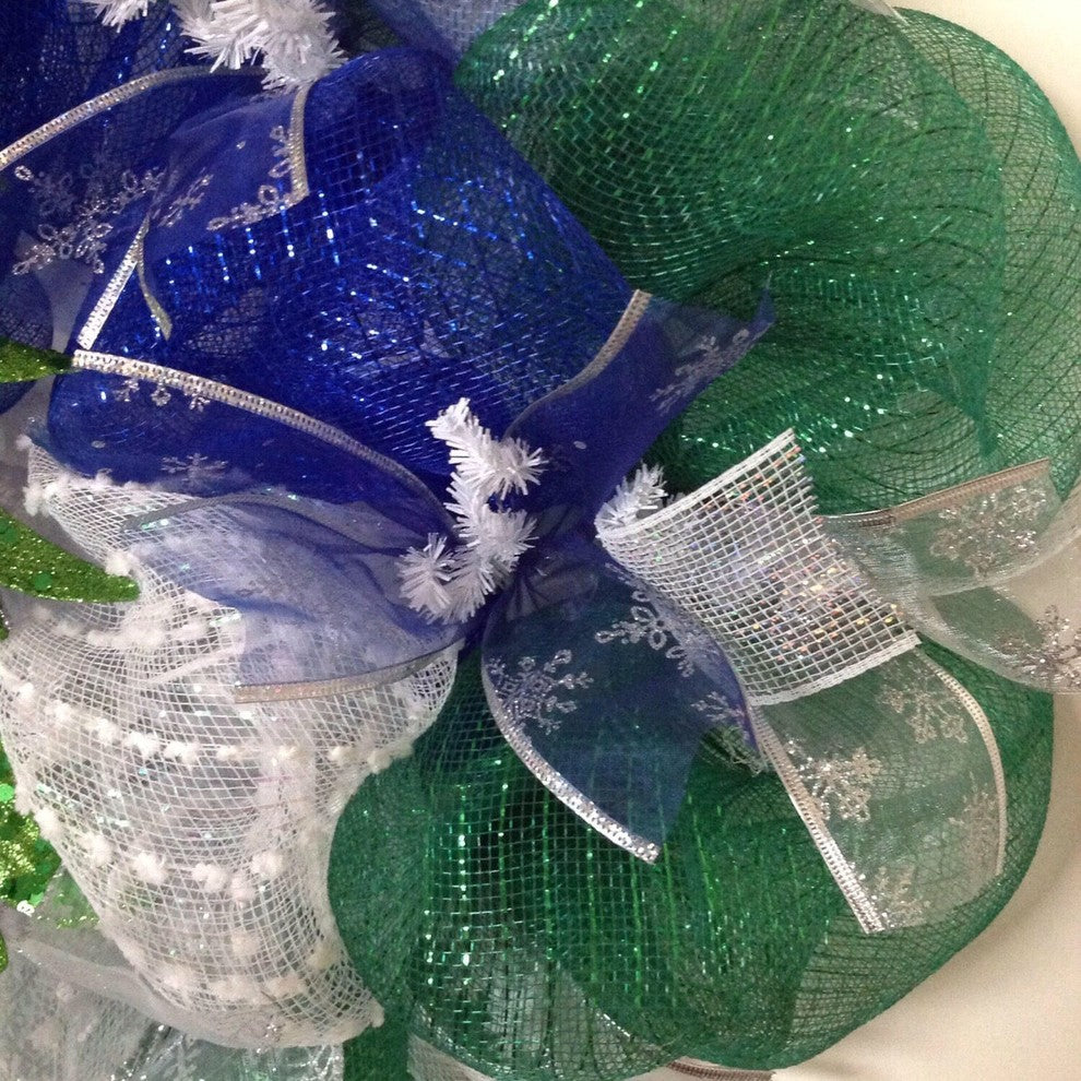 Winters Night Handmade Deco Mesh Wreath