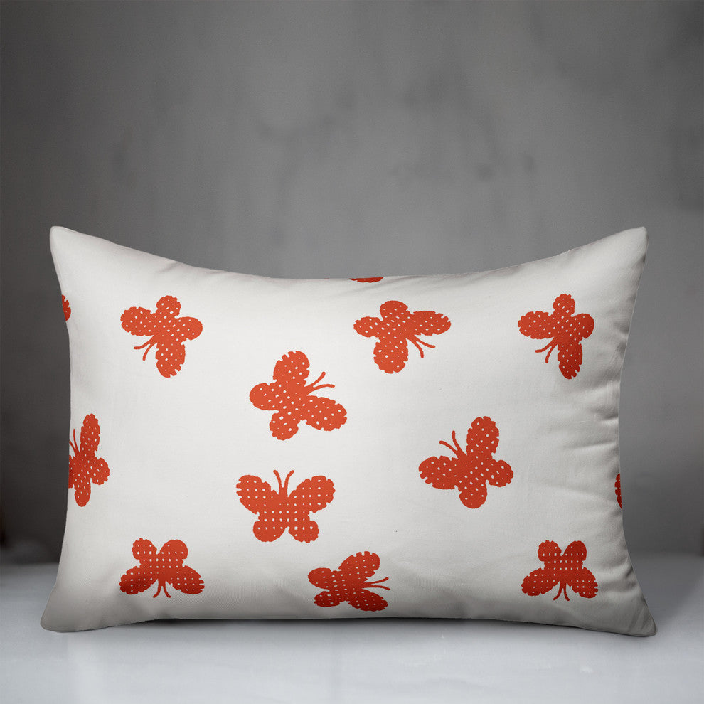 Butterfly Pattern in Red Throw Pillow