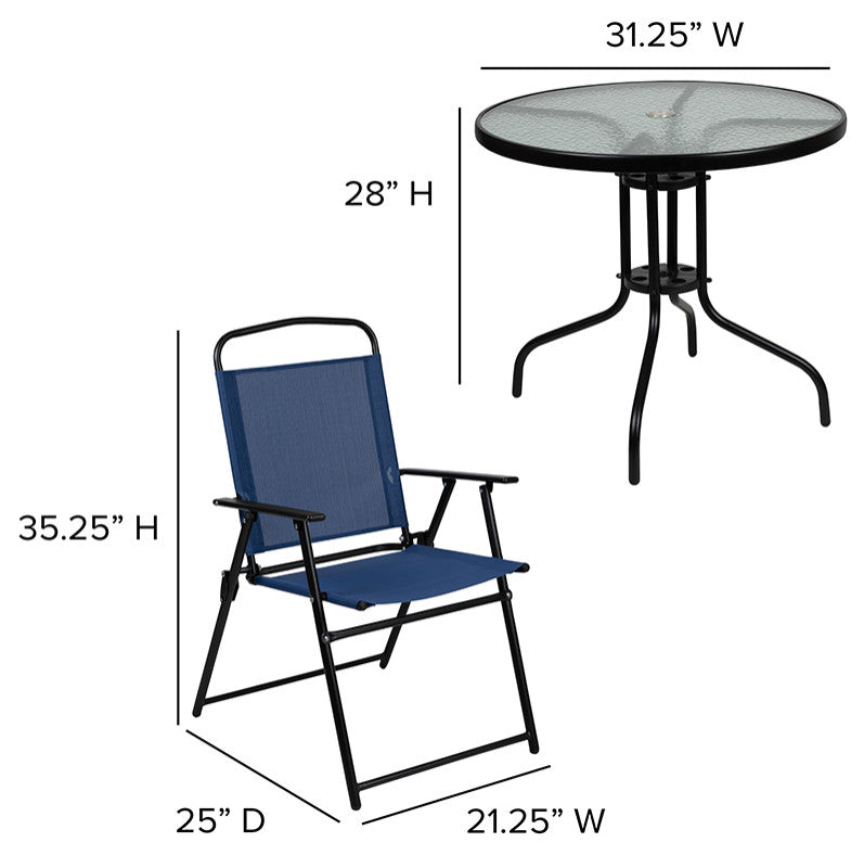 6PC Navy Patio Set & Umbrella