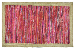 Timbergirl Red With Braided Border Handmade Rug, 5'x8'