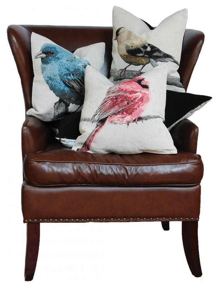 Bird Emboridery Pillow Collection, Blue