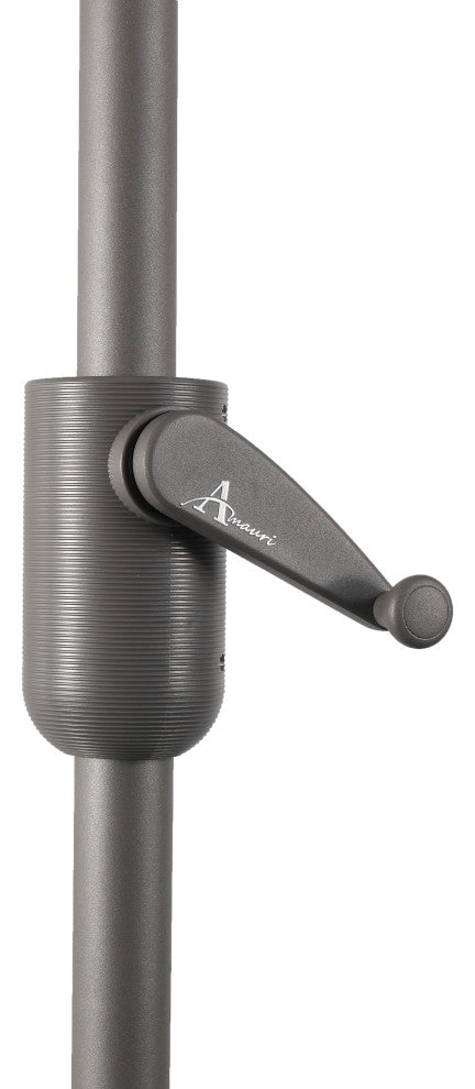 9' Round Push Tilt Market Umbrella, Grey Frame, Sunbrella, Jockey Red