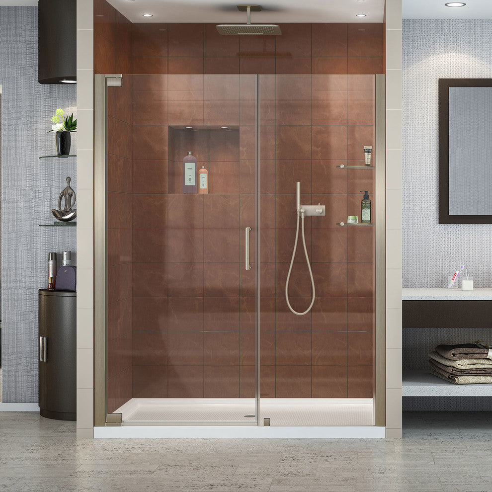 DreamLine Elegance 49.25"-51.25" Frameless Pivot Shower Door, Brushed Nickel