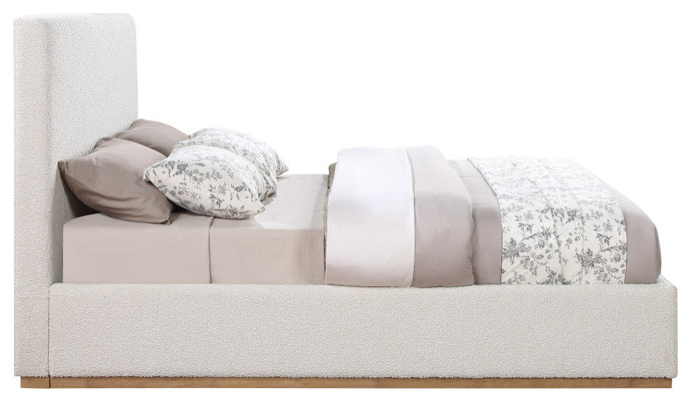 Monaco Boucle Fabric Upholstered Bed, Cream, King