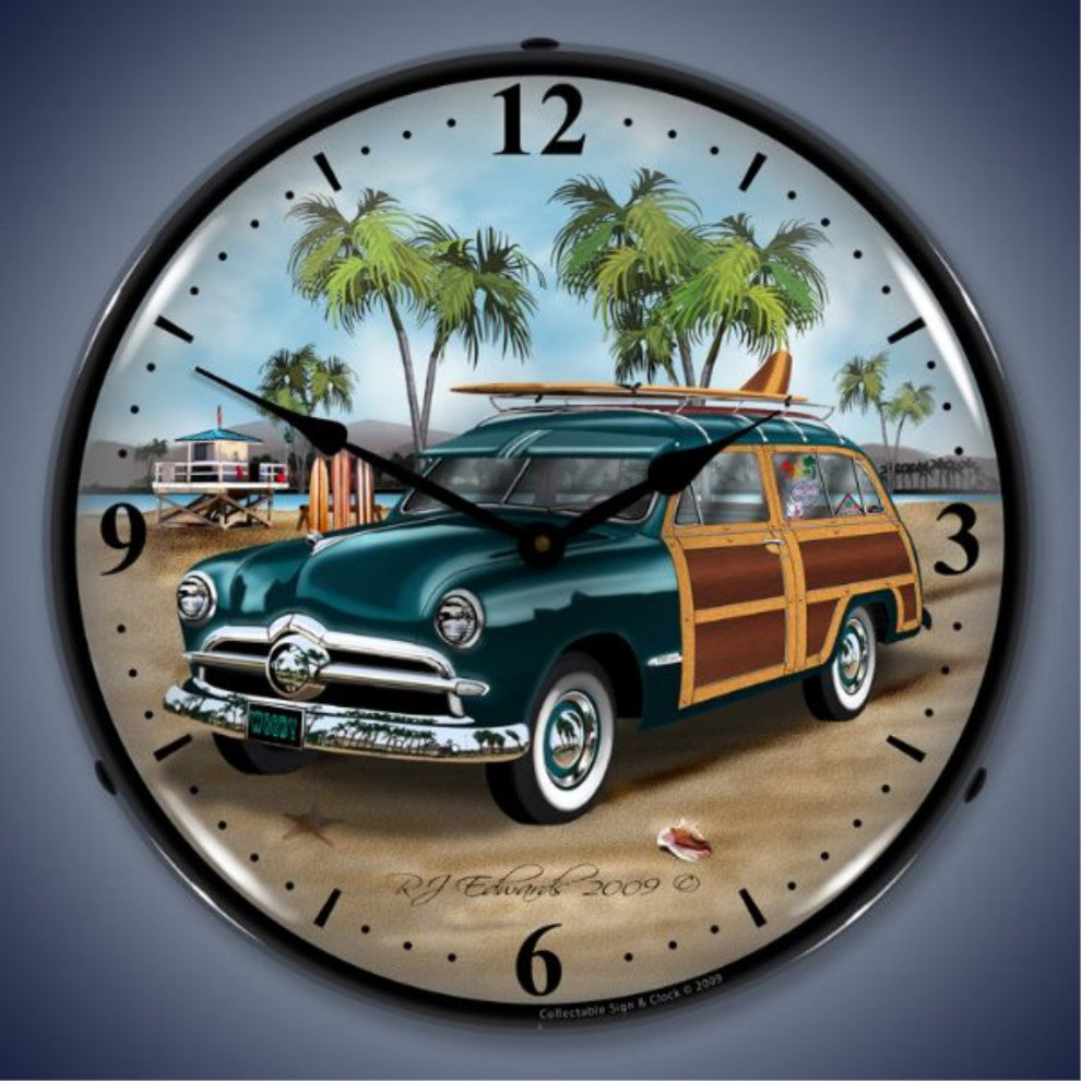 RE904207 Woodys Surfer Wagon Clock