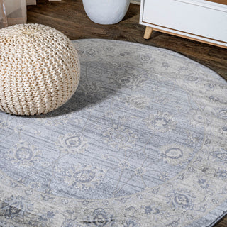Modern Persian Moroccan Light Gray 6' Round Area Rug