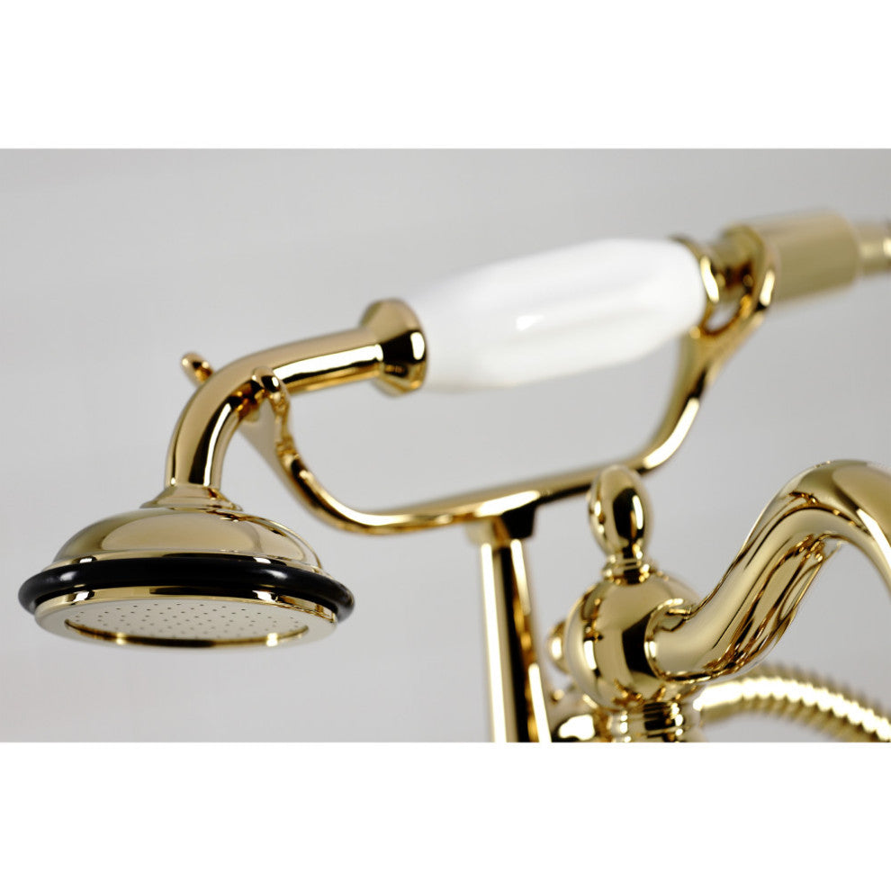 CC6013T2 Clawfoot Tub Faucet With Hand Shower, Polished Brass