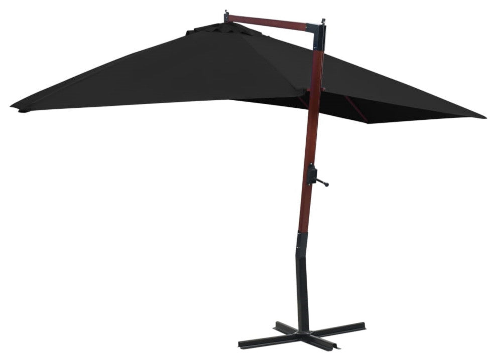 Vidaxl Hanging Parasol With Wooden Pole 157.5"x118.1" Black