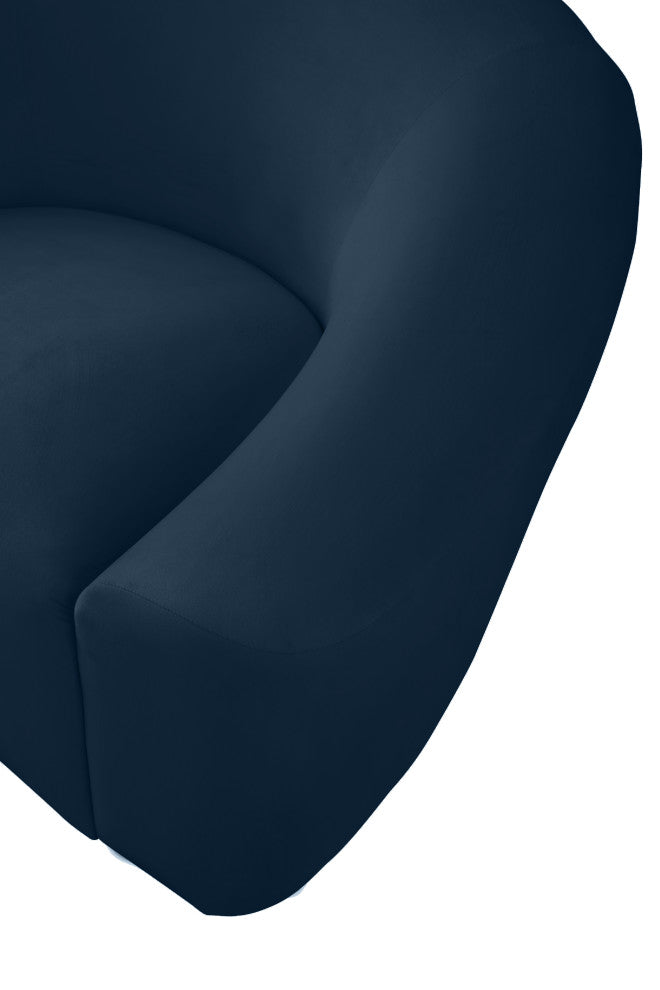 Riley Velvet Upholstered Rounded Loveseat, Navy