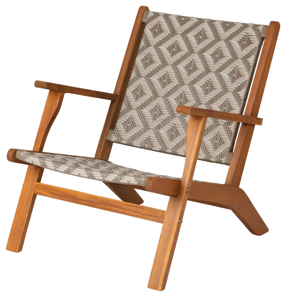 Vega Natural Stain Outdoor Chair in Diamond-Weave Wicker