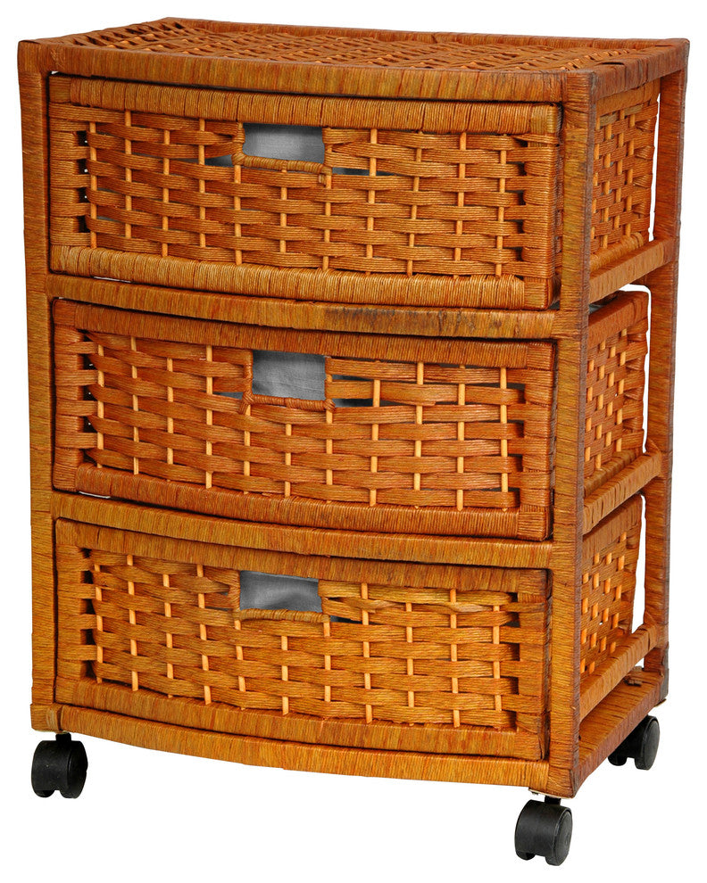 23" Natural Fiber Chest of Drawers, Honey