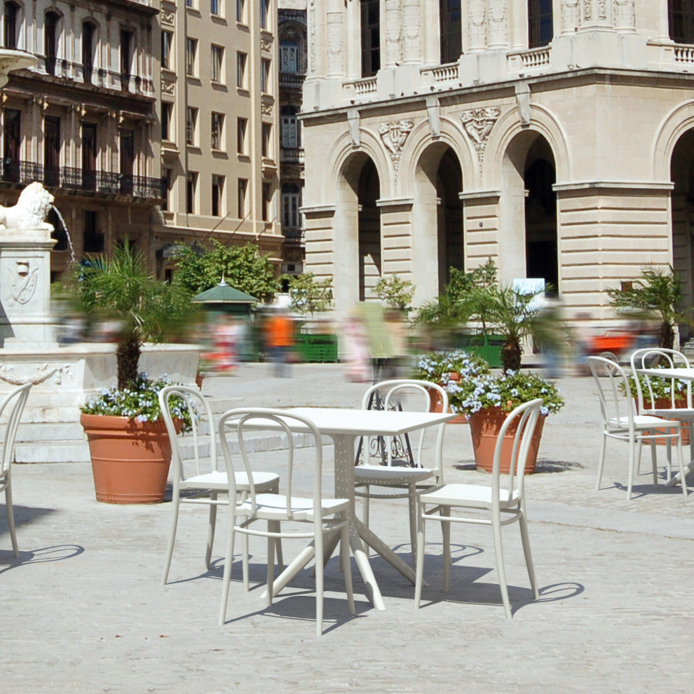 Victor Patio Dining Set With 4 Chairs White