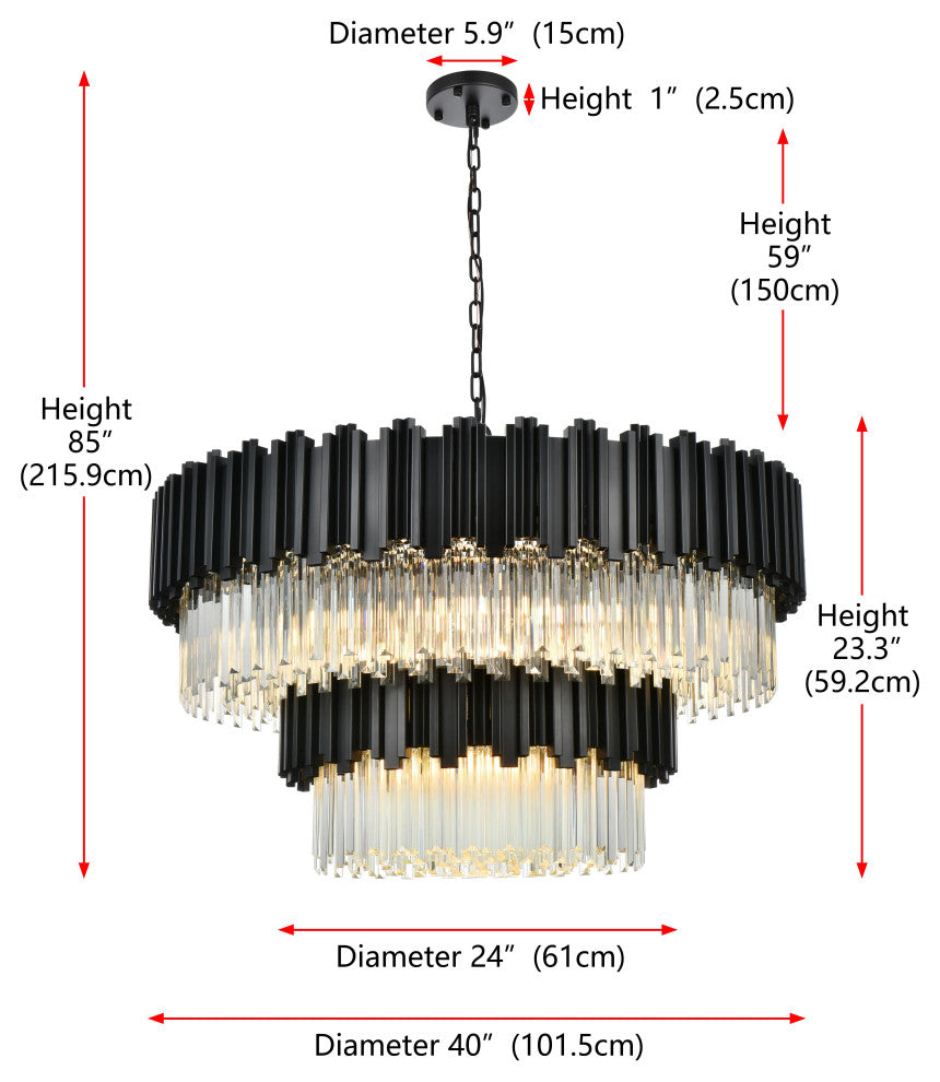 Home Living 40" Chandelier, Black