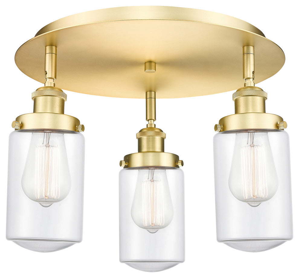 Innovations Dover 3 16.25" Flush Mount Satin Gold