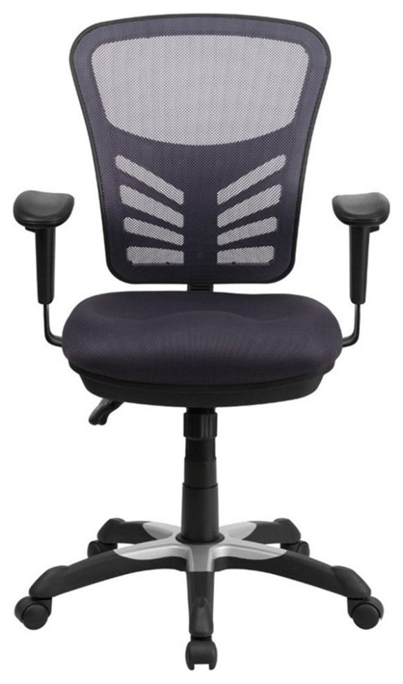 Pemberly Row Contemporary Mid Back Mesh Swivel Office Chair in Dark Gray