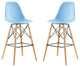 Modern Light Blue Pyramid Dining Side Bar Stool Set of 2