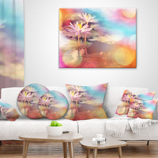 Lotus On Abstract Background Floral Throw Pillow, 16"x16"