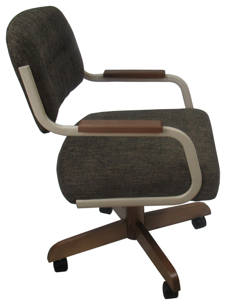 Swivel Tilt Kitchen Caster Chair with Wheels M-115, Sanora Brown - Beige Moca
