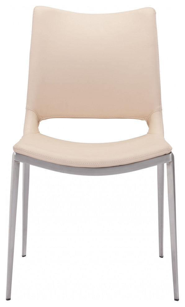 Set of Two Pink and Silver Faux Leather Dining Chairs