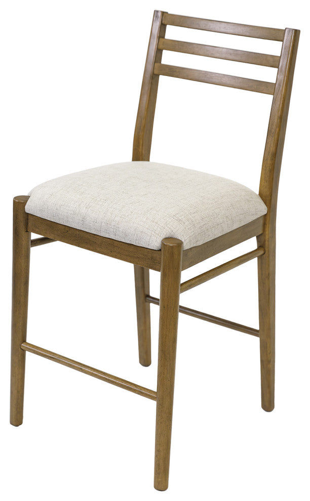 Two Wood Modern Counter Height Kitchen Chairs, Set of 2, Brown