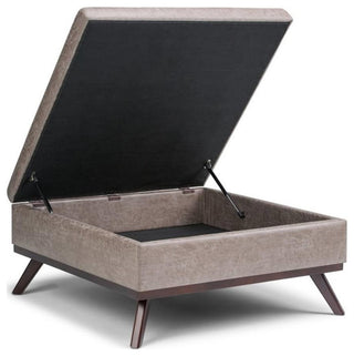 36 In Wide Square Square Coffee Table Storage Ottoman - Distressed Grey Taupe