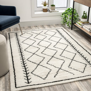 Geometric Style Bohemian Shag Area Rug, 5' X 7'