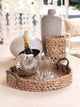 20" Diameter Seagrass Serving Tray with Glass Insert