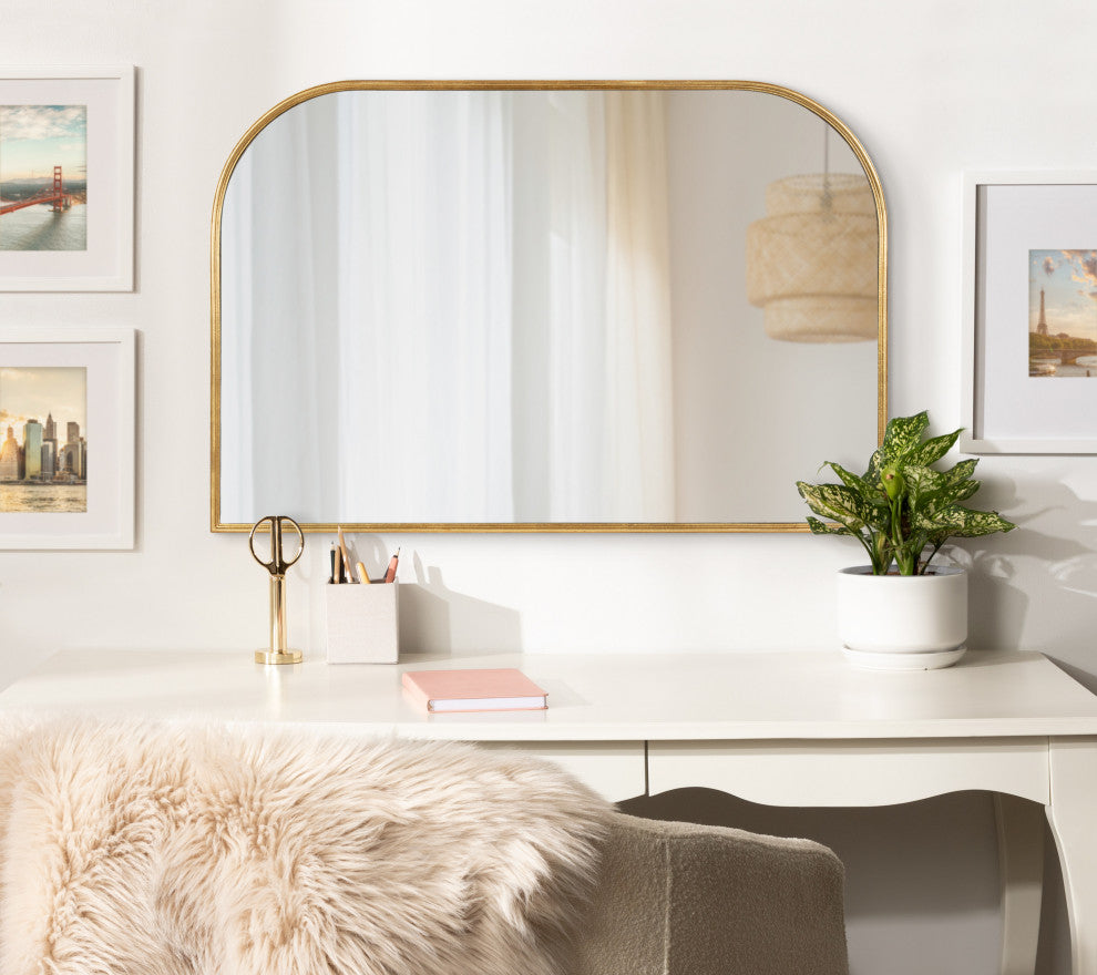 Caskill Framed Arch Wall Mirror, Gold 36x24
