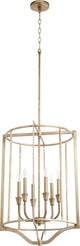 Quorum 6814-6-60 Six Light Pendant, Aged Silver Leaf Finish