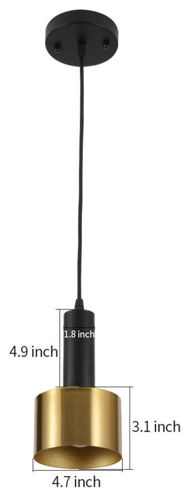Modern Mini Pendant Light Island torch hanging light with Gold and Black finish
