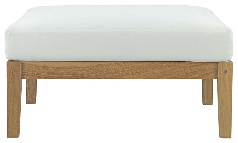 Bayport Outdoor Patio Teak Ottoman, Natural White