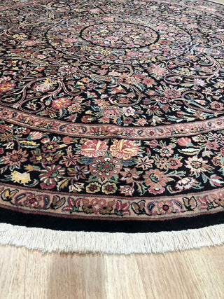 Black Traditional All Over Finely Woven Indo Tabriz Area Rug