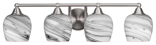 Paramount 4-Light Bath Bar, Brushed Nickel, 6" Onyx Swirl Glass
