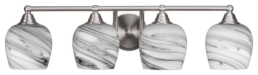 Paramount 4-Light Bath Bar, Brushed Nickel, 6" Onyx Swirl Glass