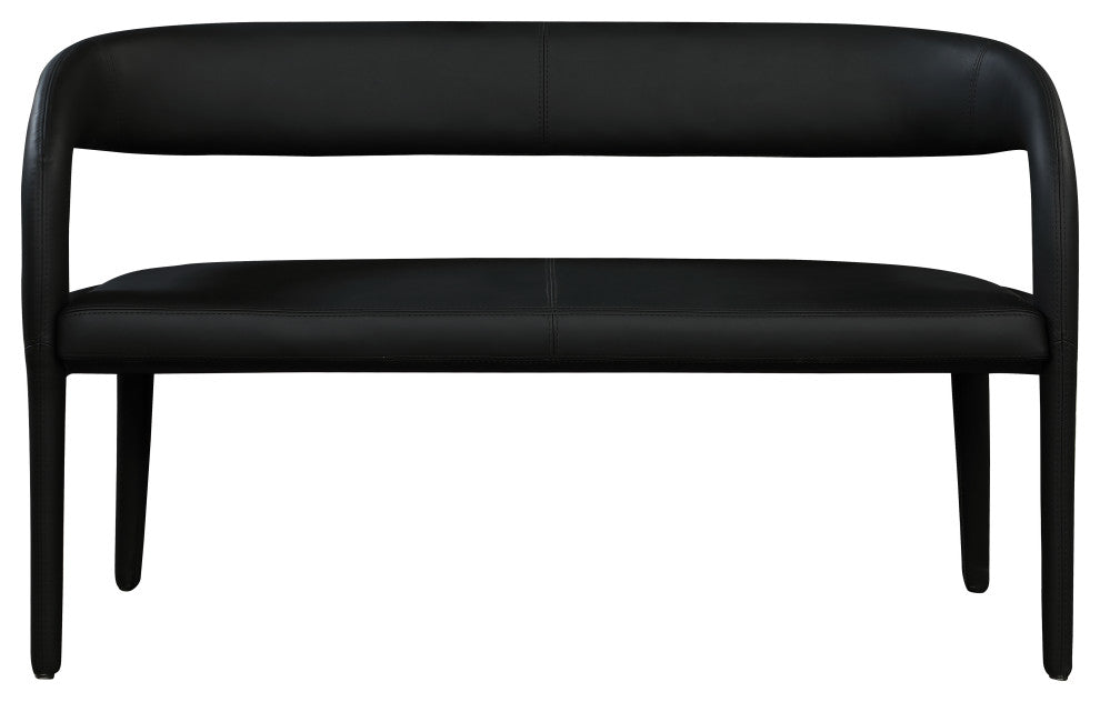 Sylvester Faux Leather Bench, Black