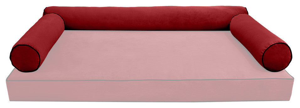 STYLE V6 Full Velvet ContrastPipe Indoor Daybed Bolster Pillow |COVER ONLY|AD369