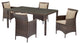 Modern Outdoor Patio Furniture Dining Chair and Table Set, Rattan Wicker, Beige