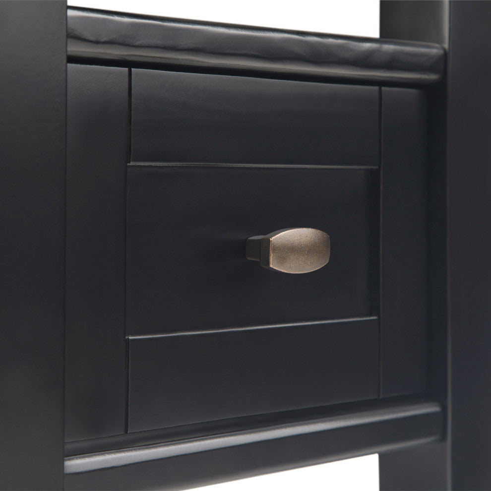 Warm Shaker Solid Wood 14" Rustic Narrow Side Table, Black