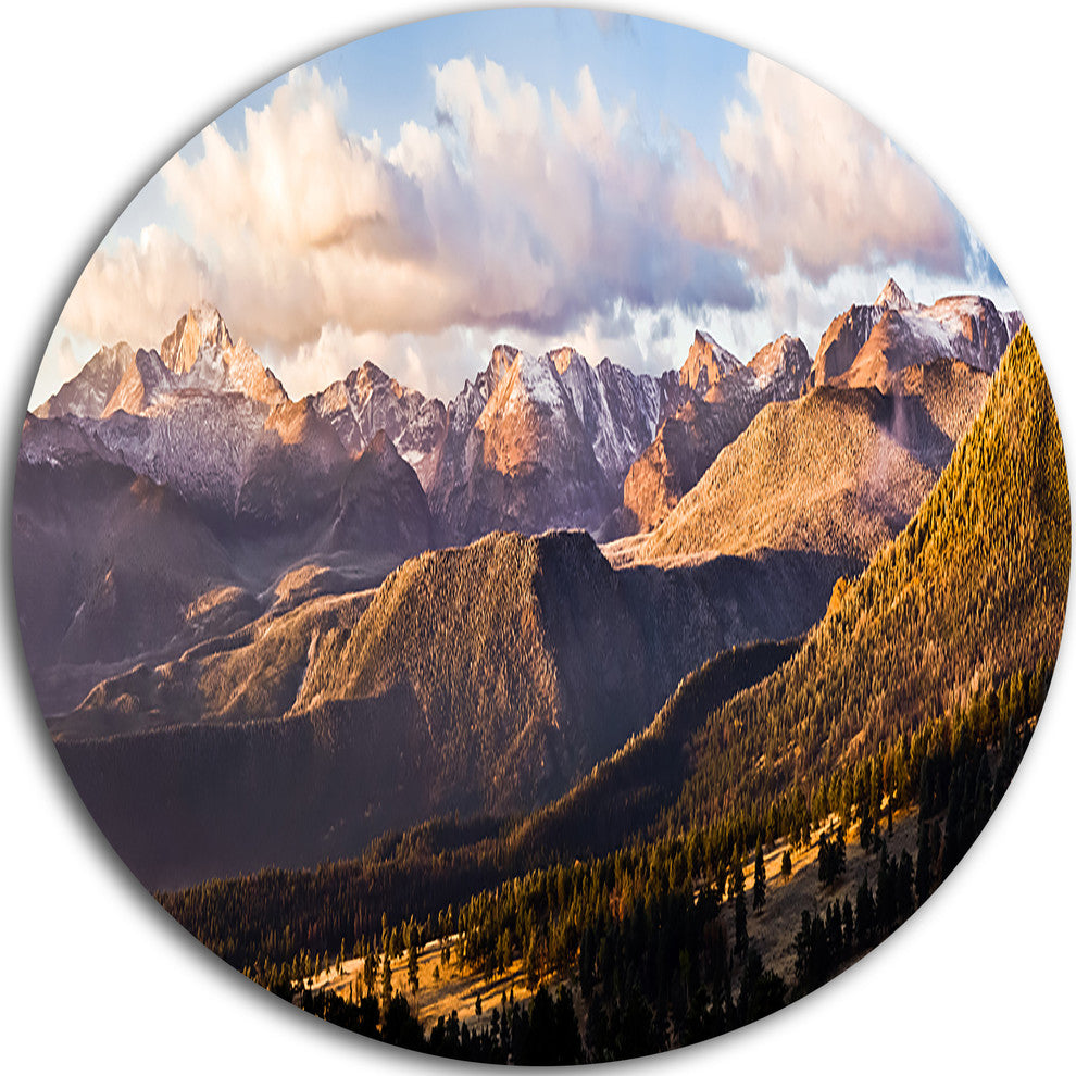 Clouds Over Long'S Peak Landscape, Large Disc Metal Wall Art, 23"