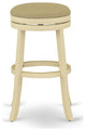 Swivel Backless Barstool 30'' Seat Height, Linen White Leg, F12-02 Pu Leather