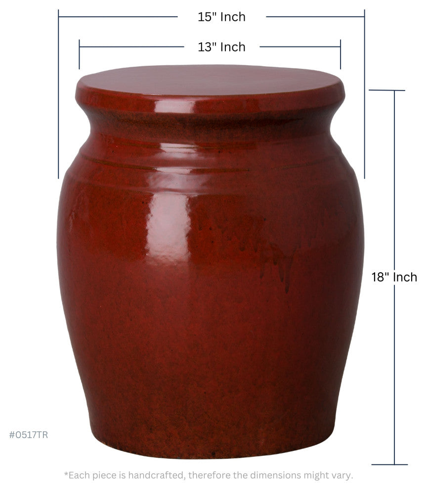 Koji Tropical Red Indoor/Outdoor Ceramic 18" Garden Stool
